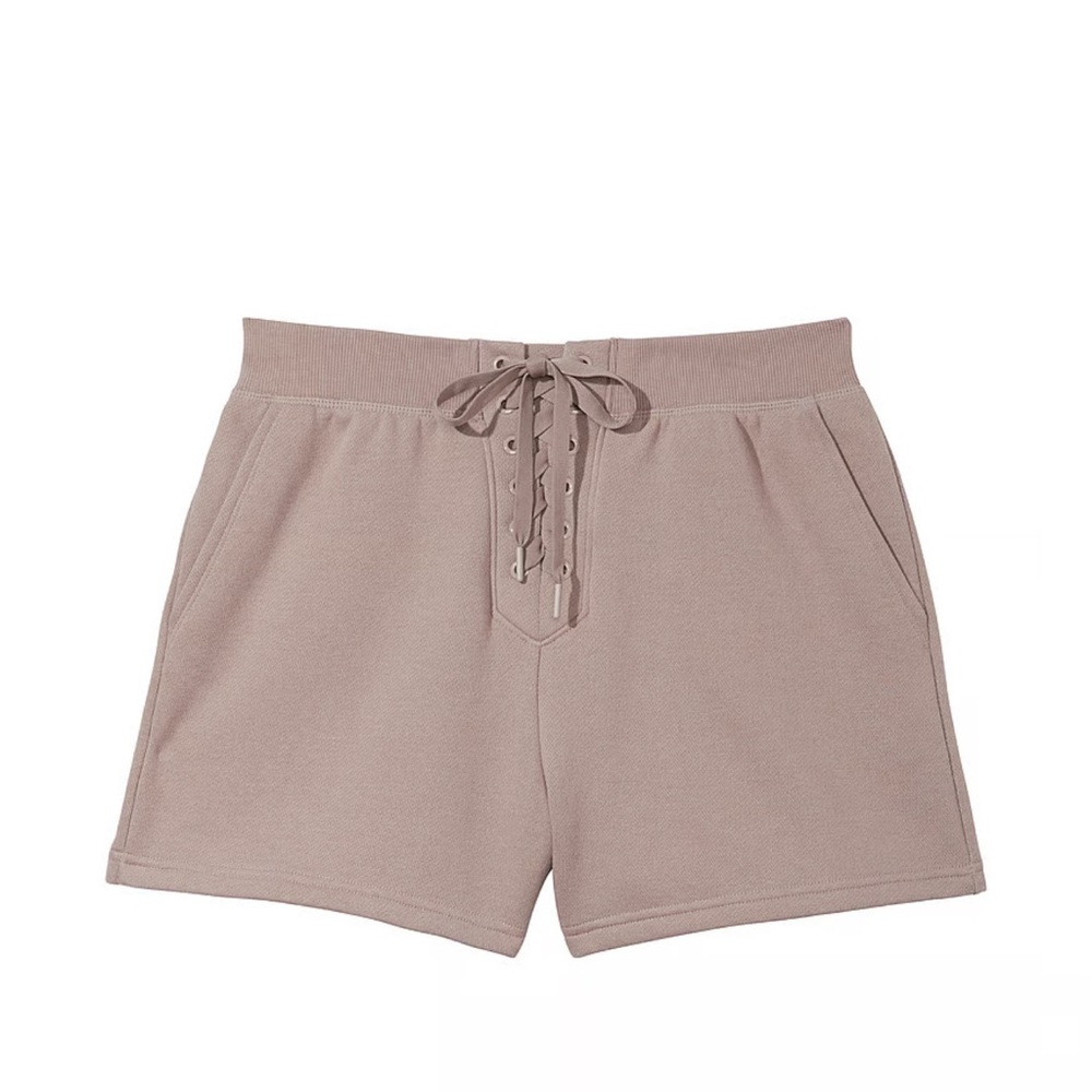 Victoria’s Secret Cotton High-Rise Fleece Lace-Up Shorts - Picture 2 of 9
